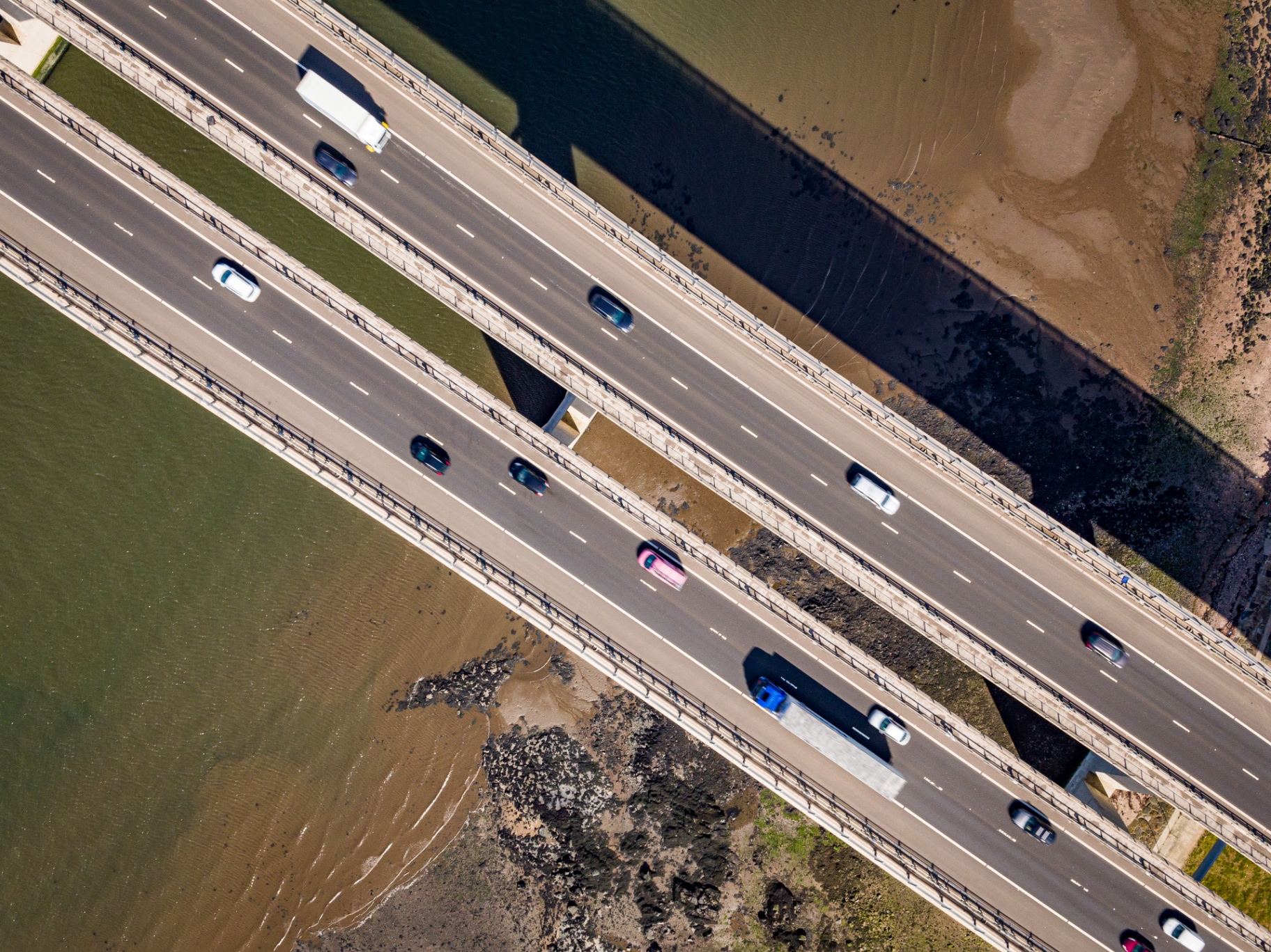 Highway overhead aerial shot