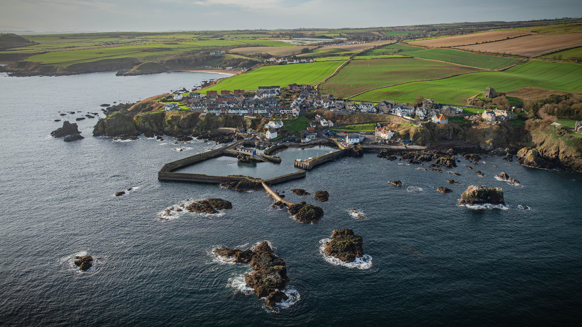 St Abbs harbour aerial view