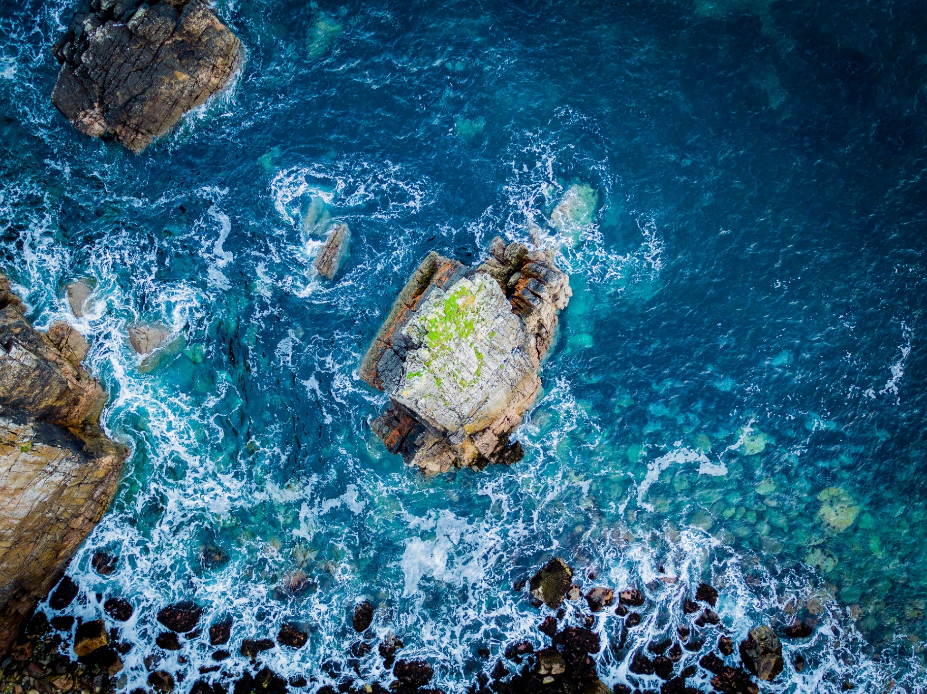Turquoise coastal waters aerial photography