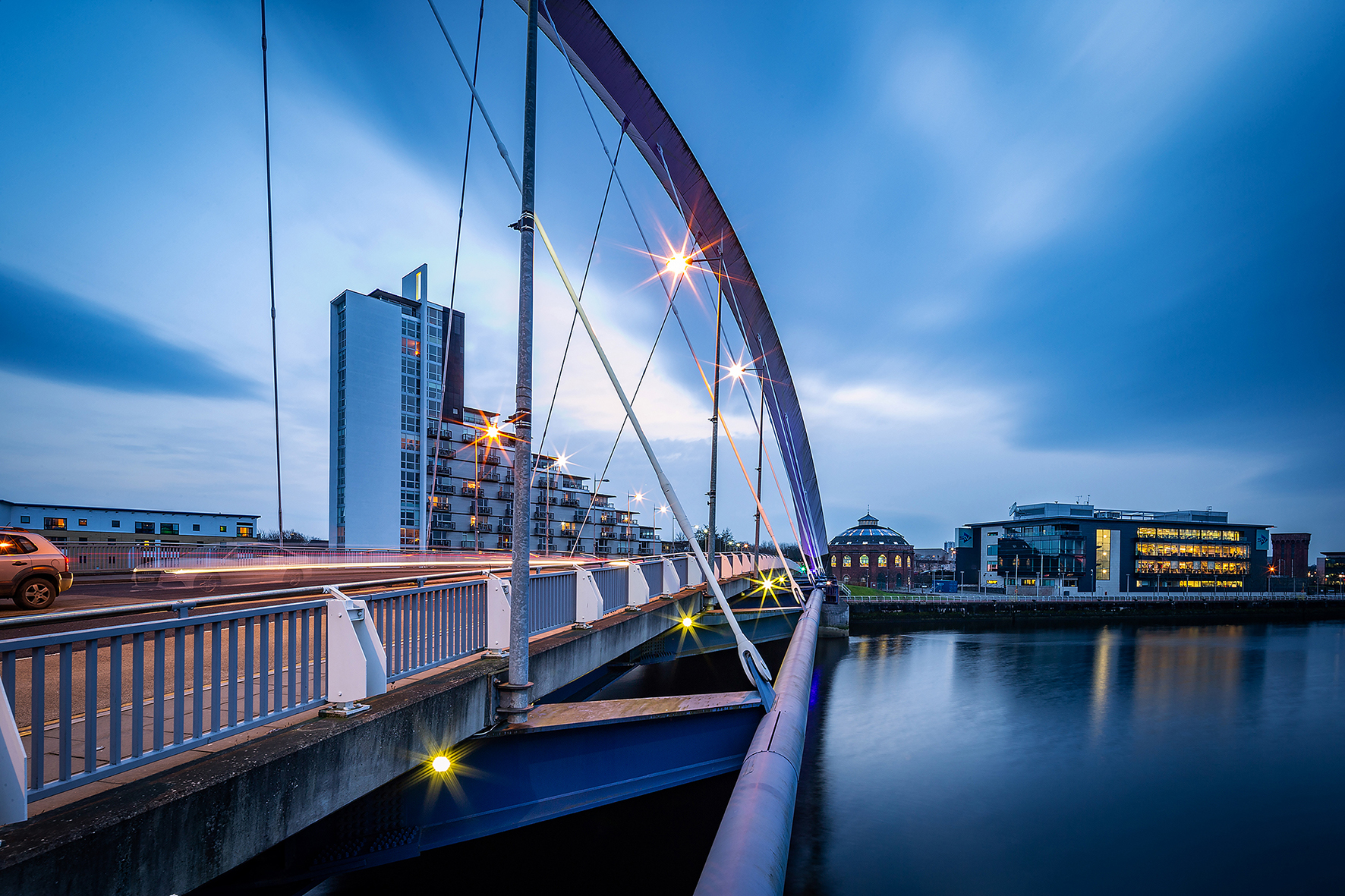 Destination photography - urban bridge at dusk